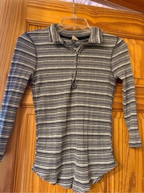 Striped Long-Sleeve We The Free Top - Gray, Blue, Black &White